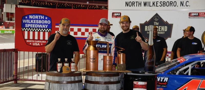Kaden Honeycutt made the most of his pole position, racing his way to Victory Lane to celebrate with Brian Hall (left) and Austin Hall (right) with Call Family Distillers. 

