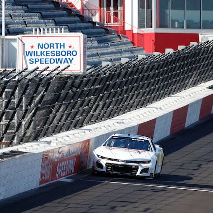 William Byron works in the new asphalt as part of a Goodyear Tire Test on Wednesday at North Wilkesboro Speedway ahead of the May 19 NASCAR All-Star Race. 